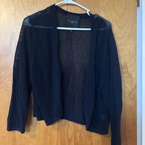 Talbots Navy Open-Front Mesh Cardigan